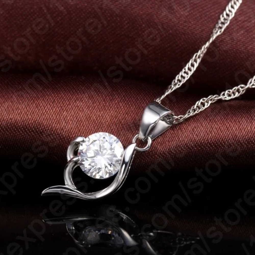 Stud 925 Sterling Silver Necklace With Earrings Set Spiral Luxury Gift - Picture 4 of 8